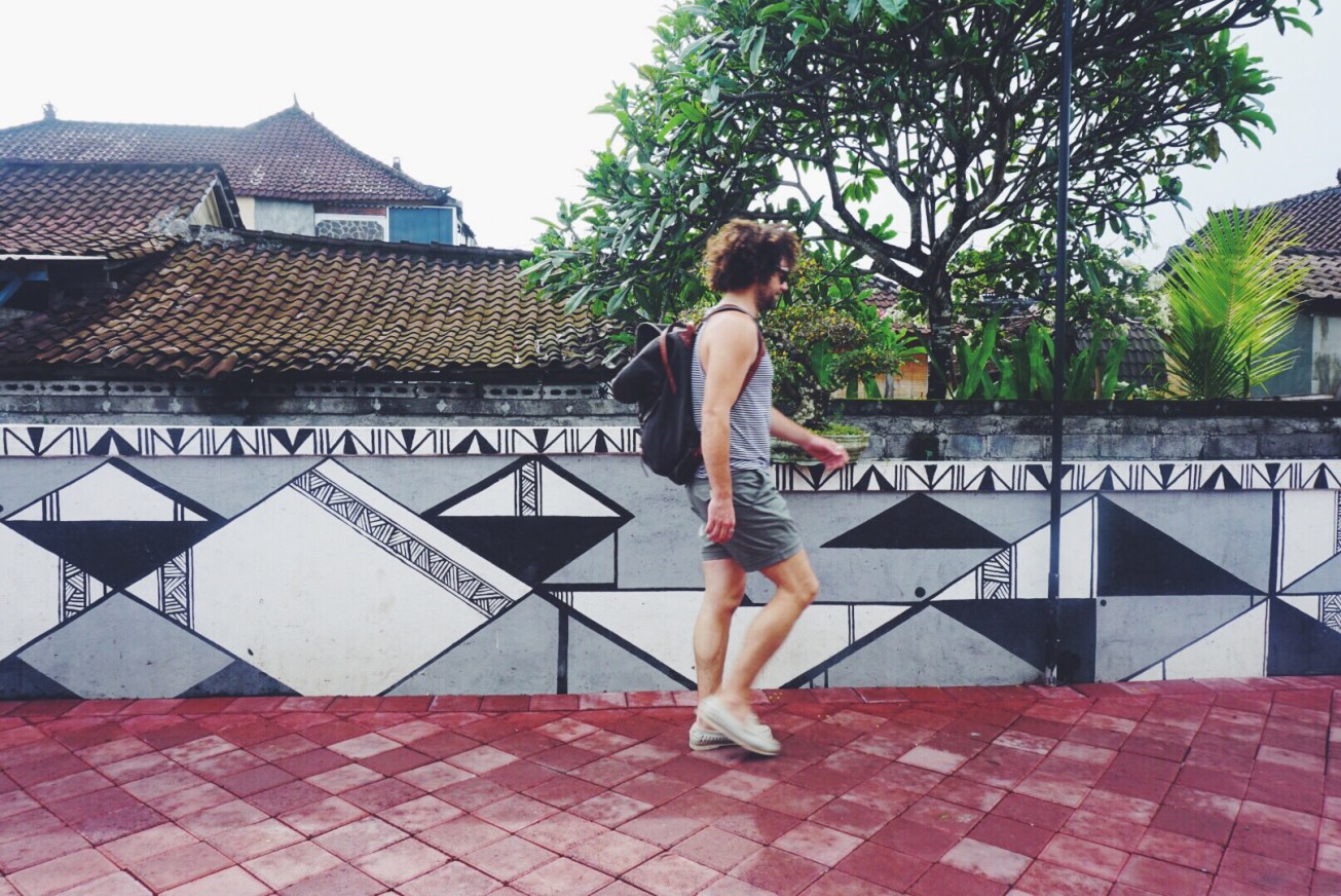 Adam rocking the Tanner Goods backpack, it was perfect to fill with textiles!