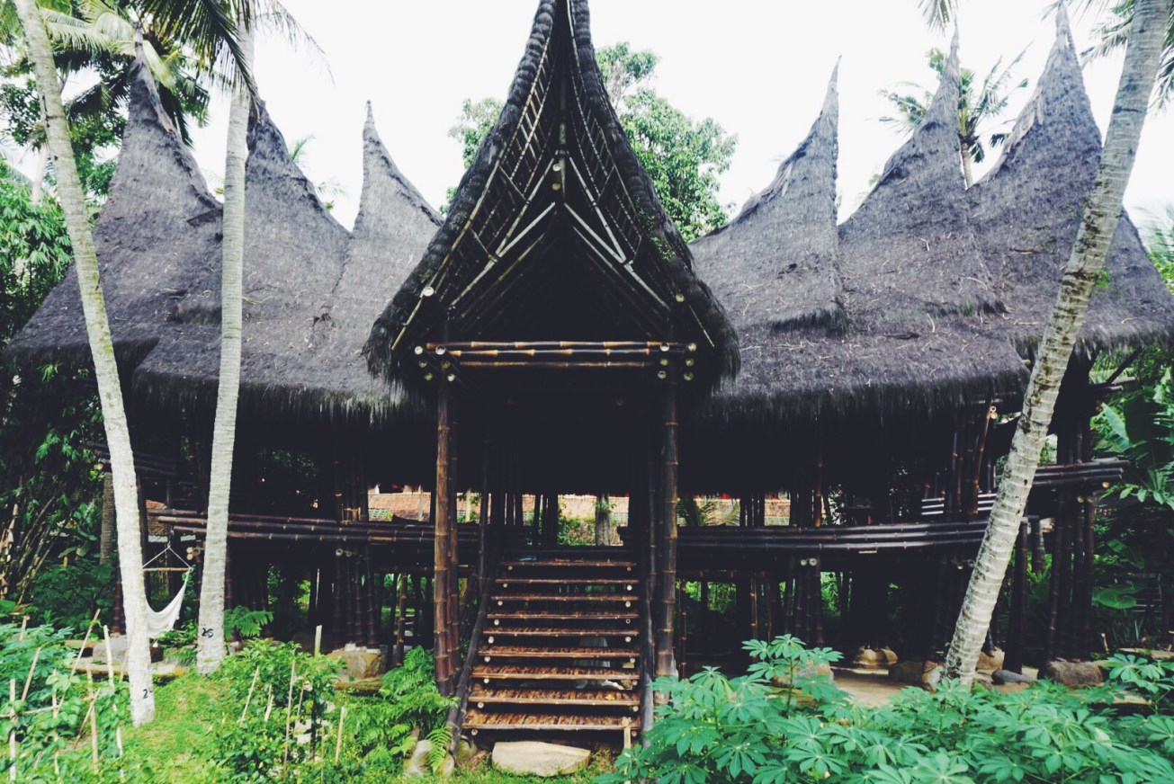 This building is made entirely of BLACK BAMBOO. Insane.