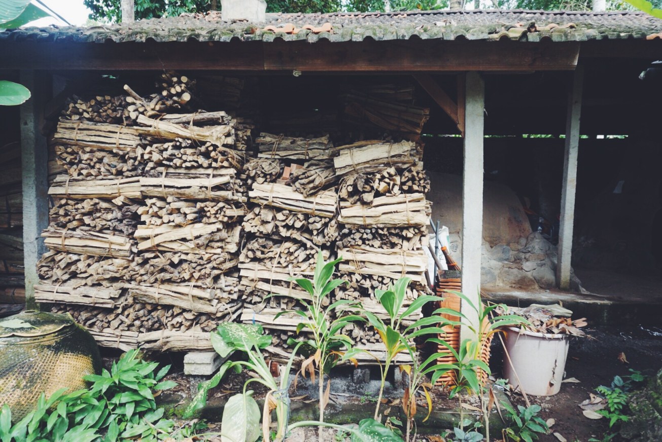 piles of wood for the kiln