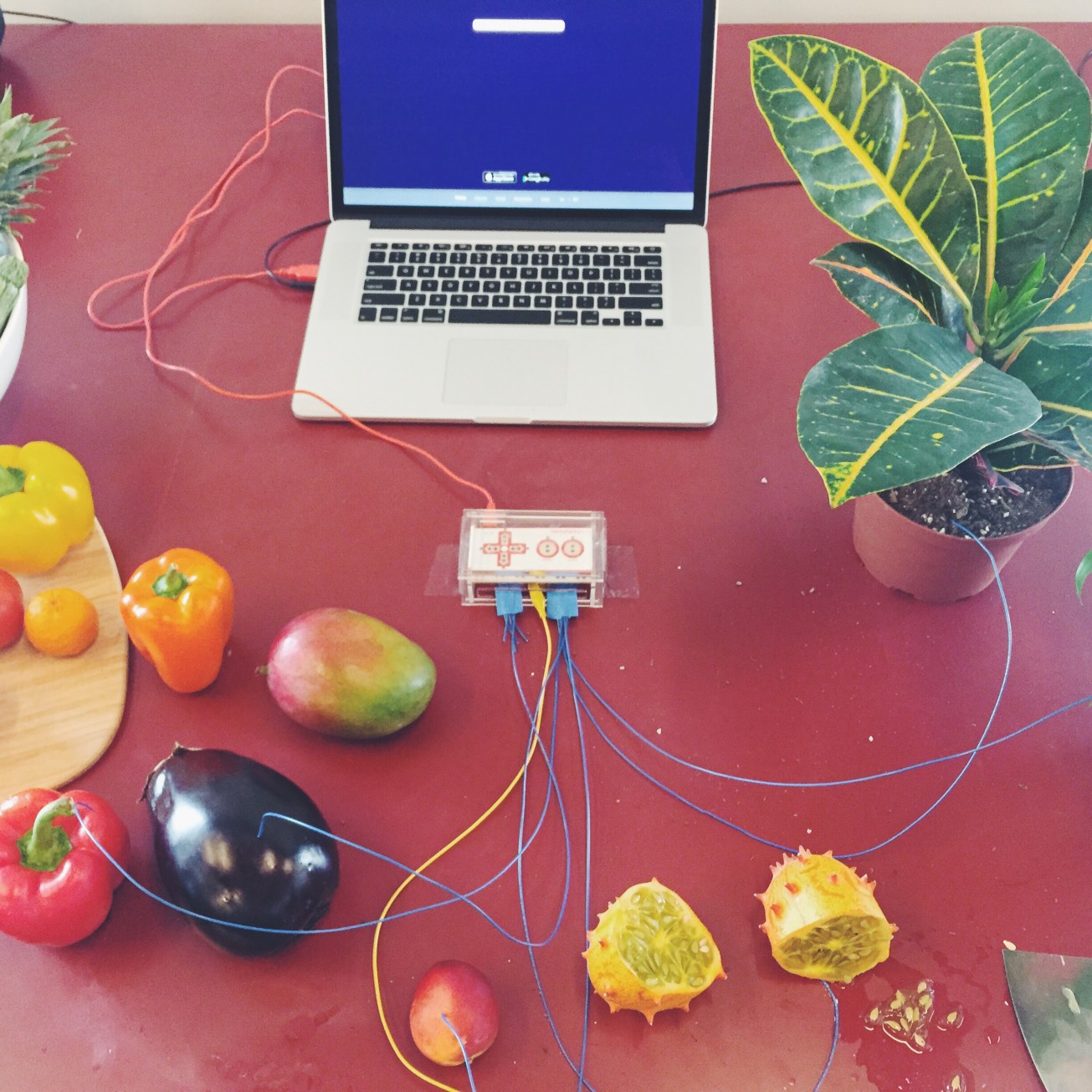 making music with fruit! playing with food is fun.