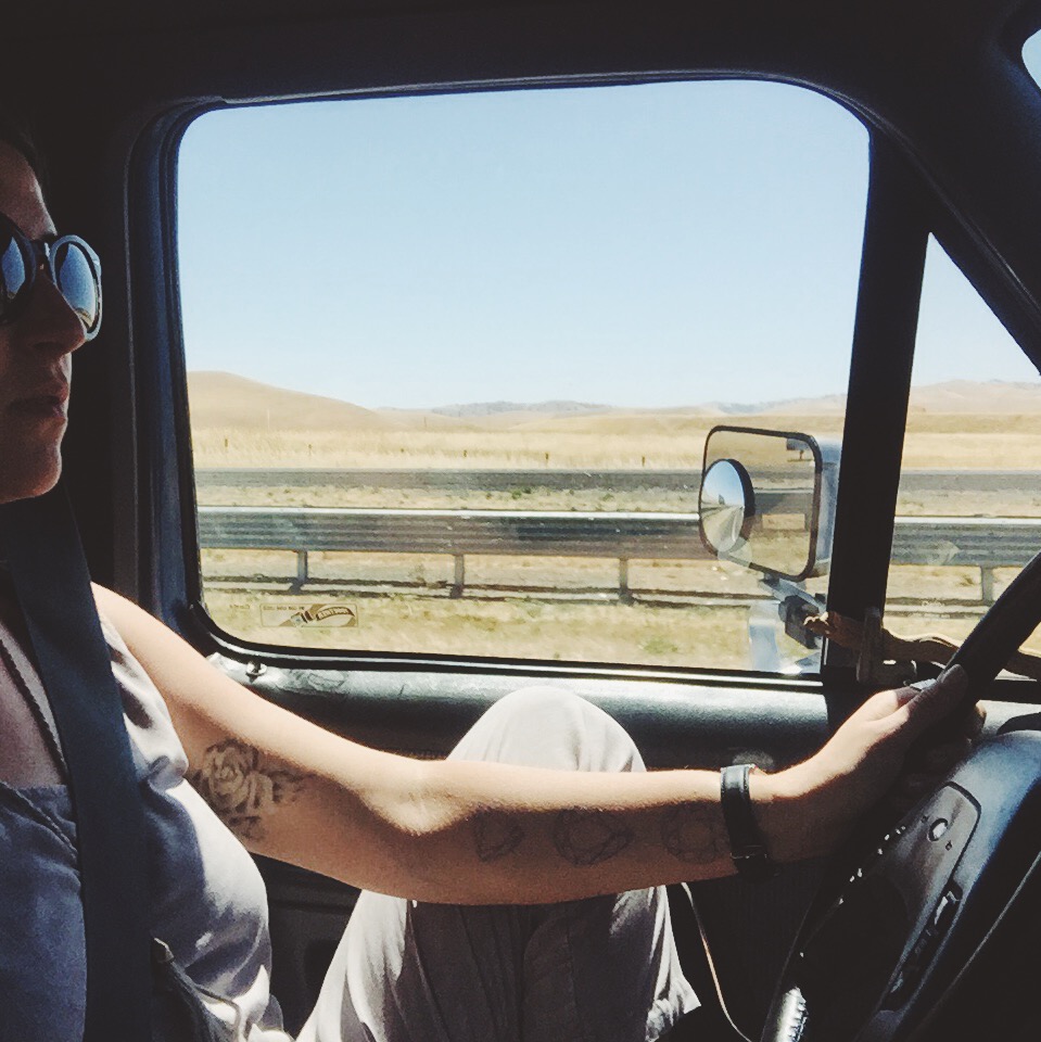 on the road again, rocking my rad jumpsuit from the Odells