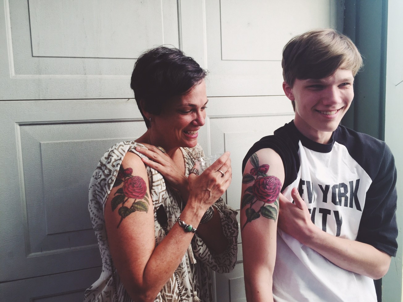 mother son matching camilla tattoos