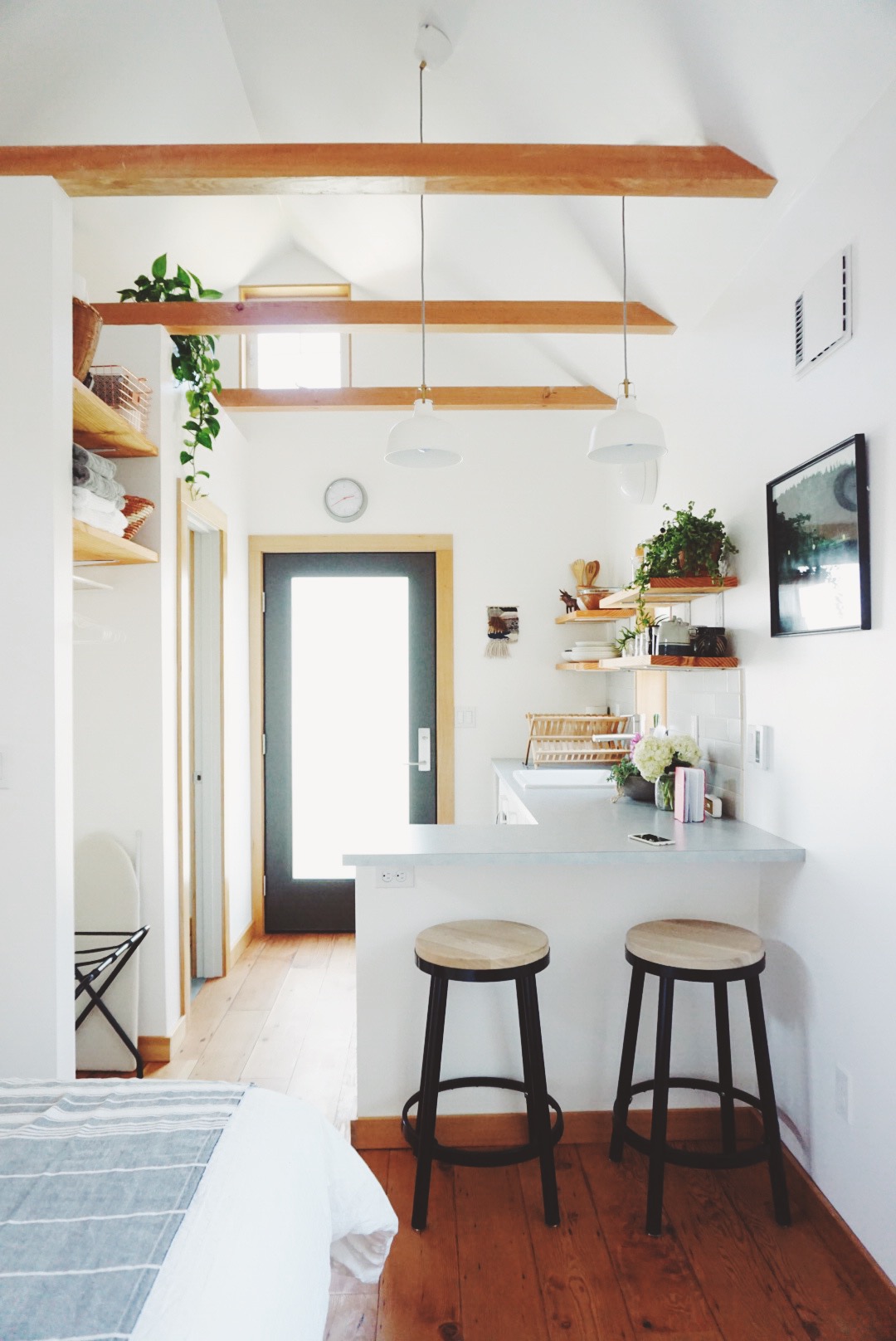 Exposed beams in the Portland Tiny House